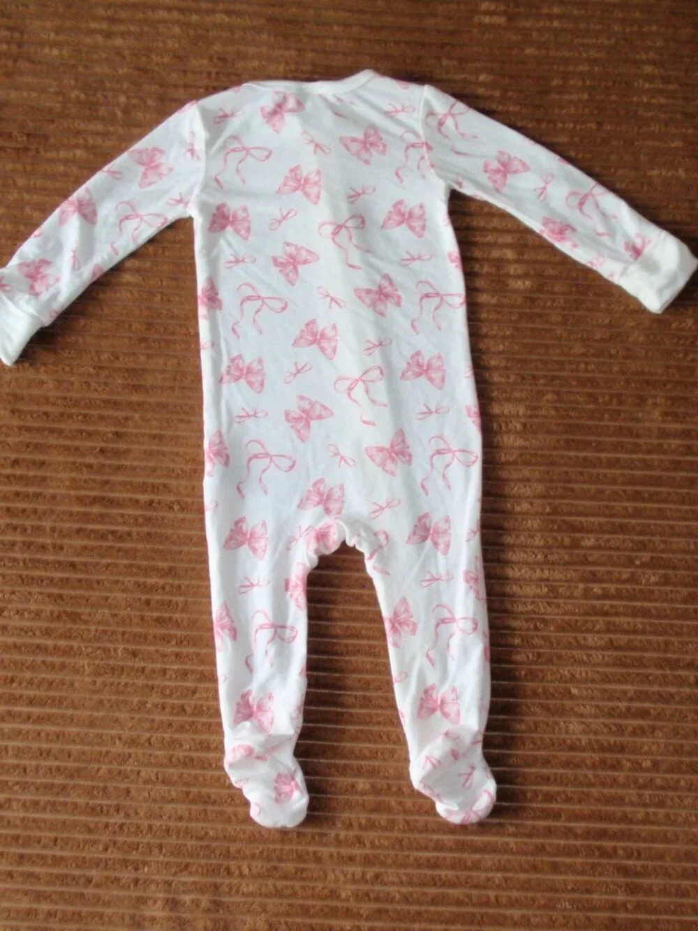 Tres Beau et Belle Baby Girl Footie One-Piece Pajamas Pink Bows Sz 0-3m Newborn